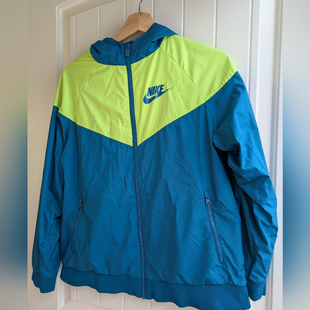 Nike Boys Teal and Lime Windbreaker